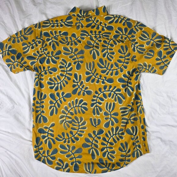 Salty Crew Mens XL Yellow Blue Short Sleeve Button Up Shirt Stretch Fit Casual - Picture 2 of 11